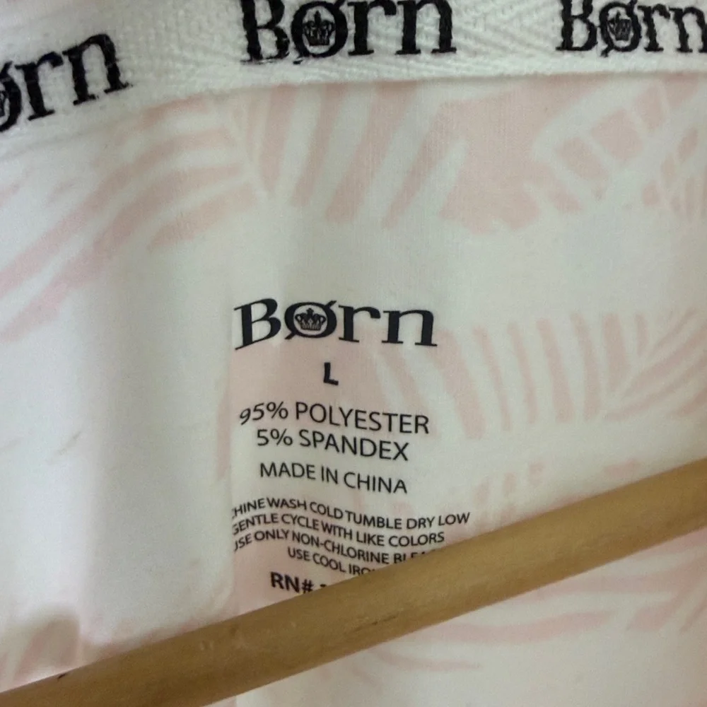 Born Light Pink and White Button Down Pajama Shirt Size L NWT